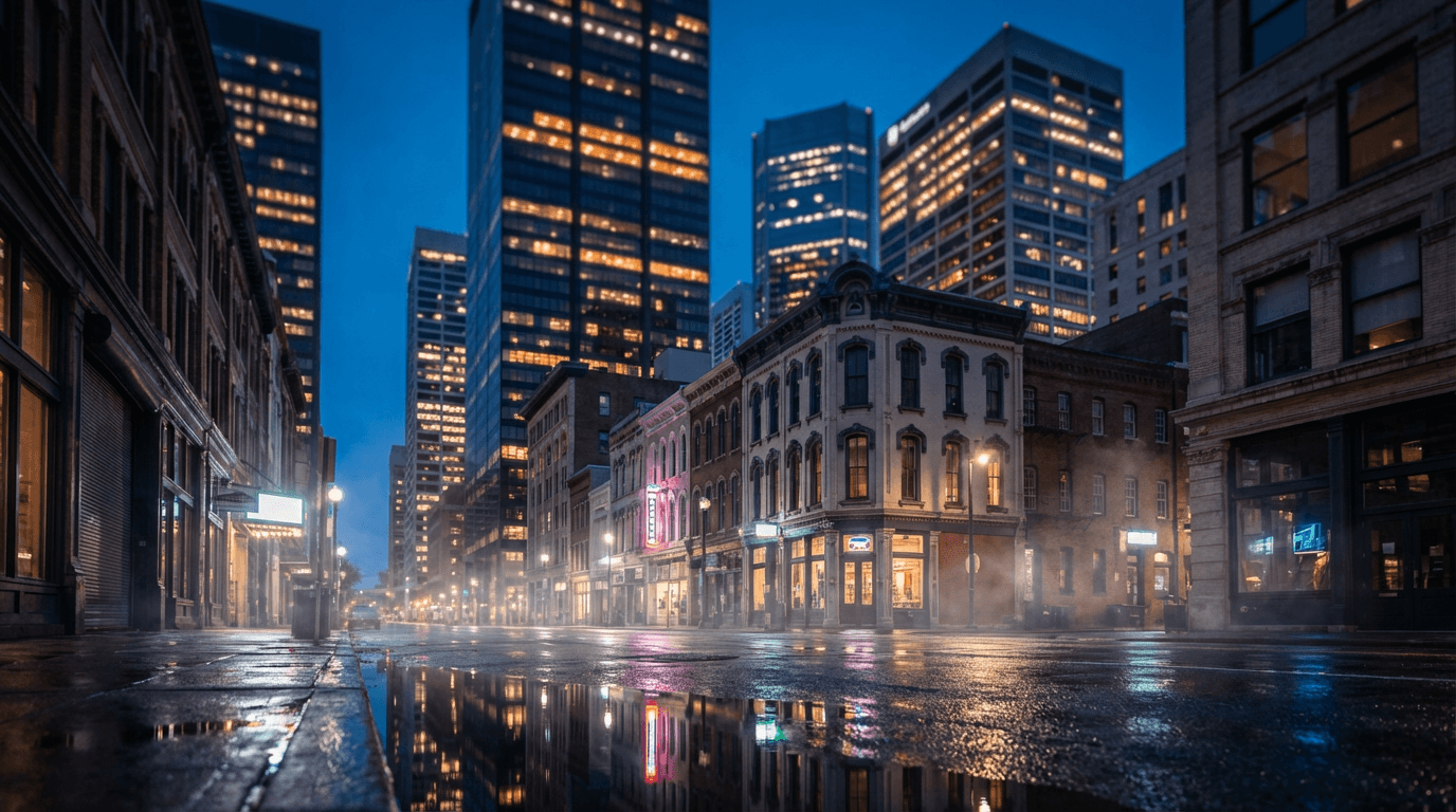 Smart doorbell camera lens at night with rain streaks