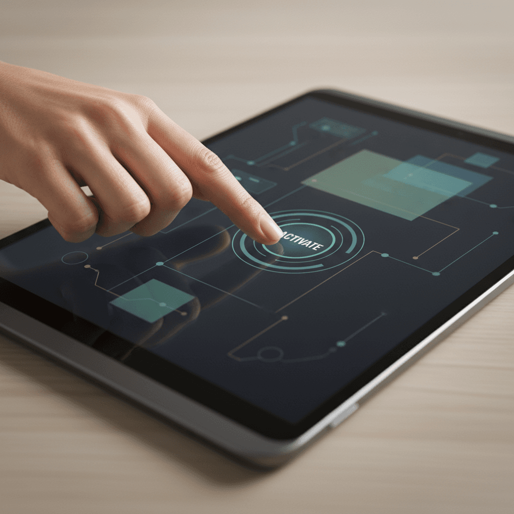 Hand reaching toward smart intercom panel
